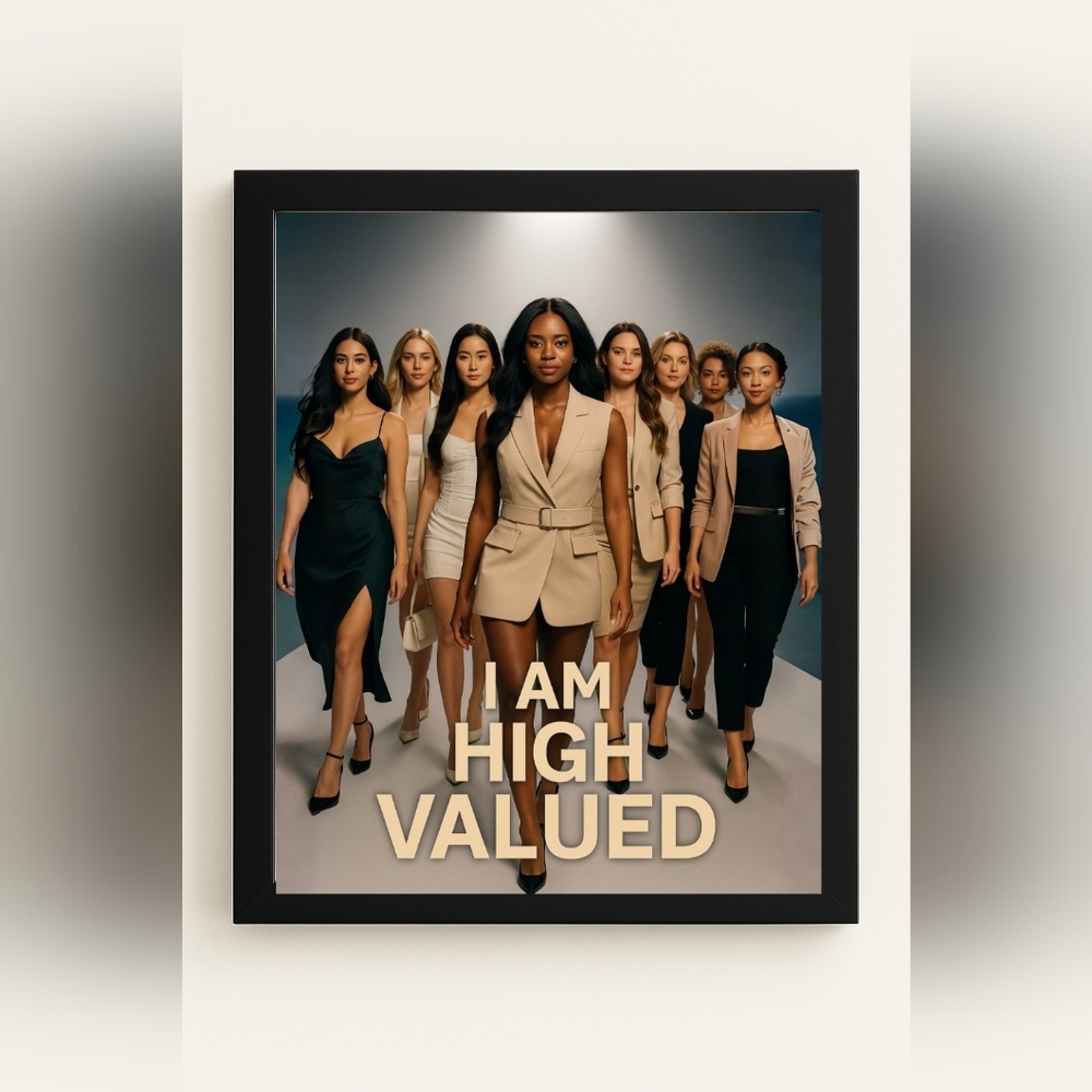 8x10 Frame – “I Am High Valued” Women’s Empowerment A.I. Art